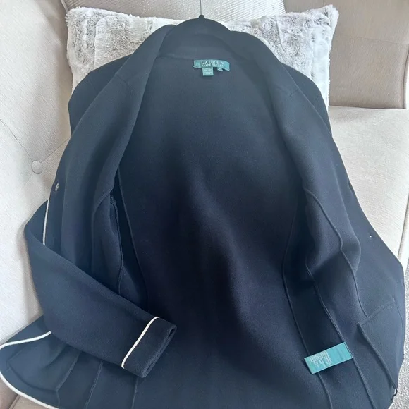 Ralph Lauren Black Blazer with White Piping - Picture 4 of 8